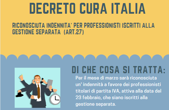 Indennità per i professionisti riconosciuta dal decreto Cura Italia